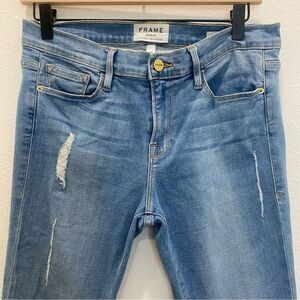Frame Denim Le Skinny de Jeanne Jeans Distressed Light Wash 29